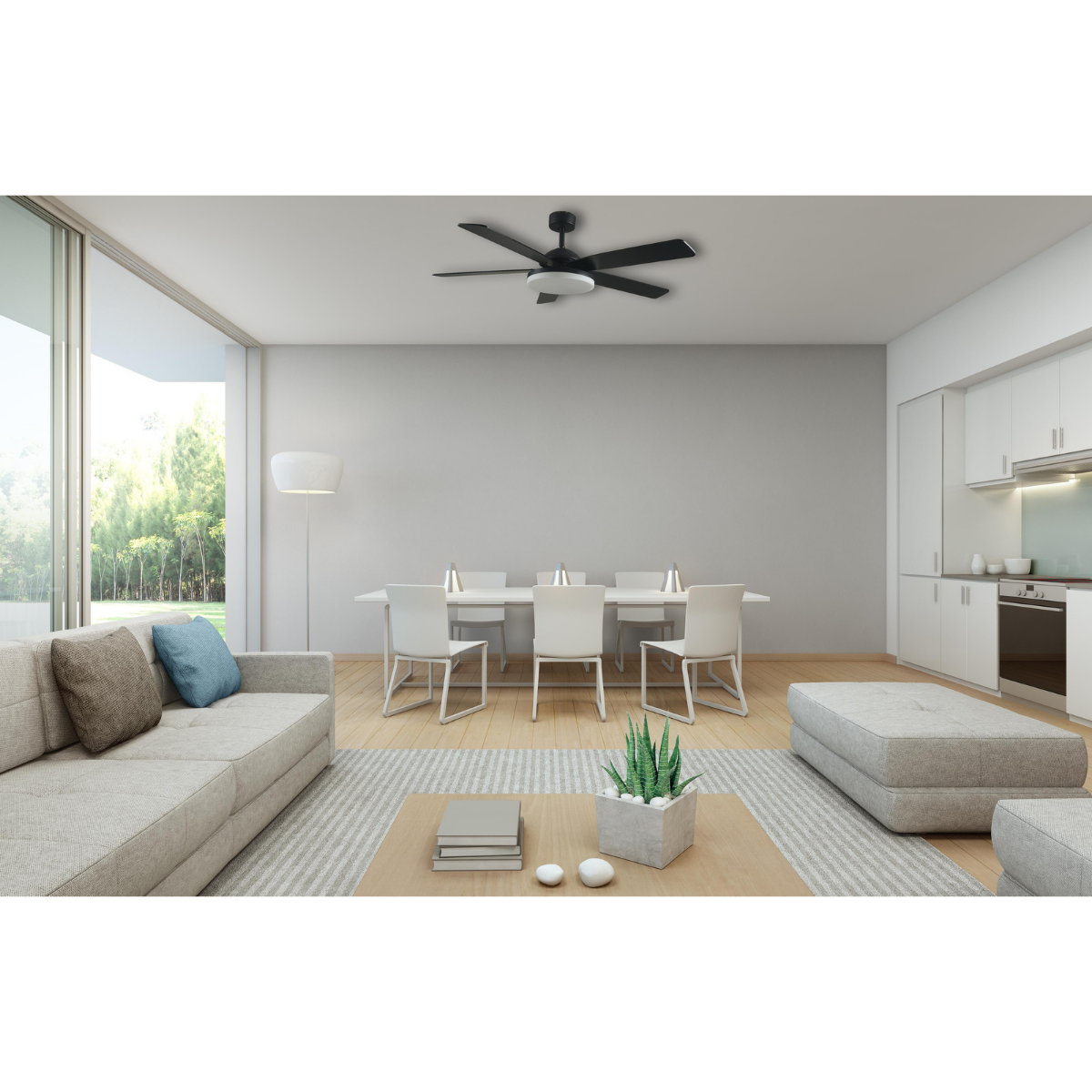 Good Housekeeping Adeline 52 in. Indoor Ceiling Fan with LED Light Black Matte - Lifestyle 2