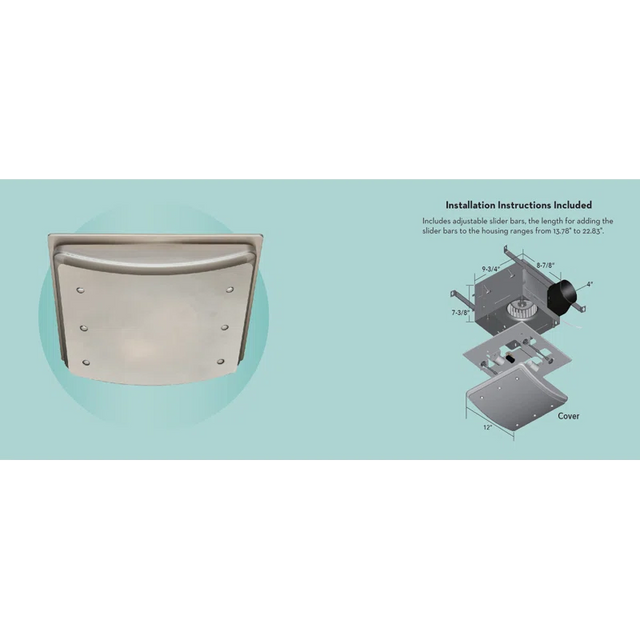 Good Housekeeping Buckingham 100 CFM Decorative Bathroom Fan Brushed Nickel - Infographic 1