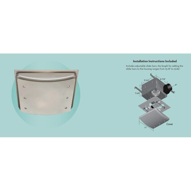 Good Housekeeping Buckingham 100 CFM Decorative Bathroom Fan Brushed Nickel - Infographic 1