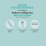 Good Housekeeping Lanier Falls 52 in. Indoor Brushed Nickel Ceiling Fan with LED Light - Infographic 1