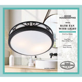 Good Housekeeping Roman 110 CFM Decorative Bathroom Fan - Matte Black - Infographic