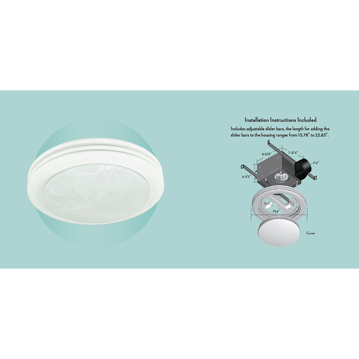 Good Housekeeping Yorkshire 80 CFM Decorative Bathroom Fan - white - infographic 2
