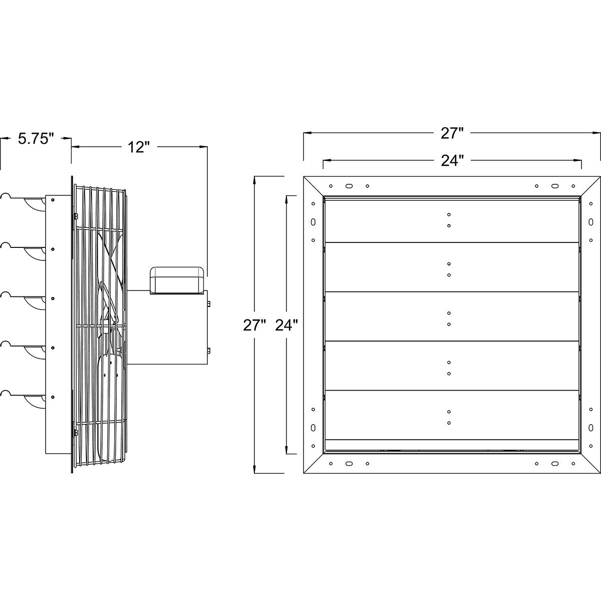 Hessaire 24 Inch Shutter Mounted Exhaust Fan