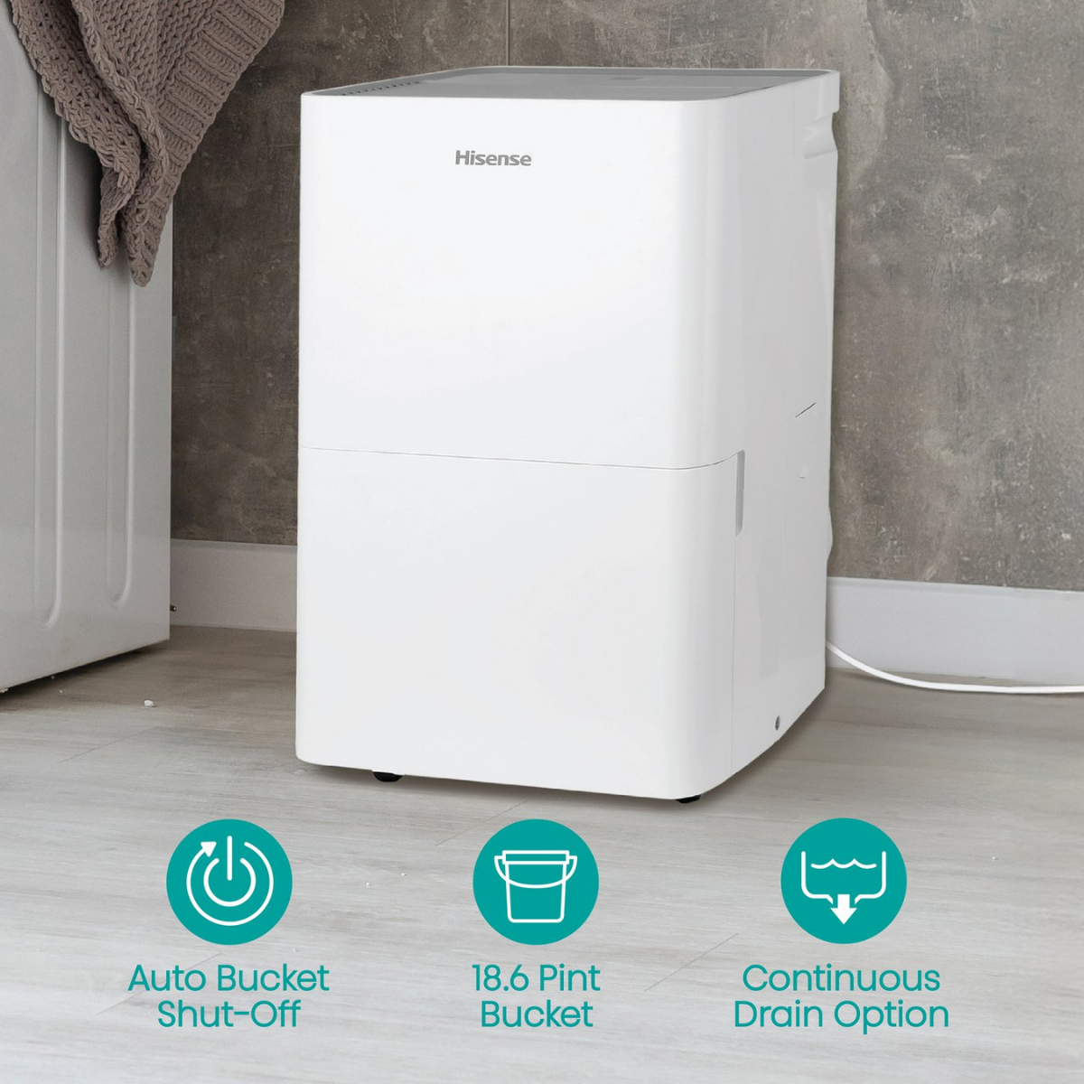 Hisense 35 Pint Dehumidifier with Slide-Out Bucket - Infographic 2