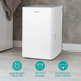 Hisense 35 Pint Dehumidifier with Slide-Out Bucket - Infographic 2