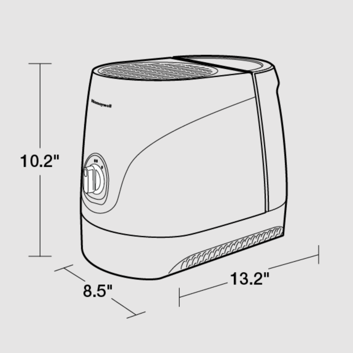 Honeywell HEV320B Cool Moisture Humidifier - Dimensions