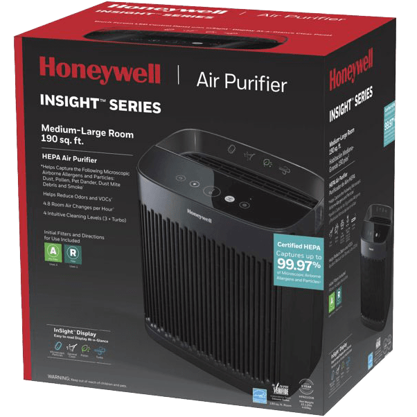 Honeywell HPA5100B InSight True HEPA Air Purifier for Spaces Up To 155 Sq. Ft. - Box