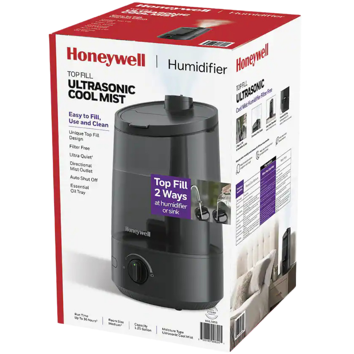Honeywell HUL585B Top Fill Ultrasonic Cool Mist Humidifier - Box
