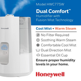 Honeywell Dual Comfort HWC775 1.5 Gal. Warm & Cool Mist Humidifier White - Infographic 1