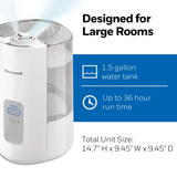 Honeywell Dual Comfort HWC775 1.5 Gal. Warm & Cool Mist Humidifier White - Infographic 2