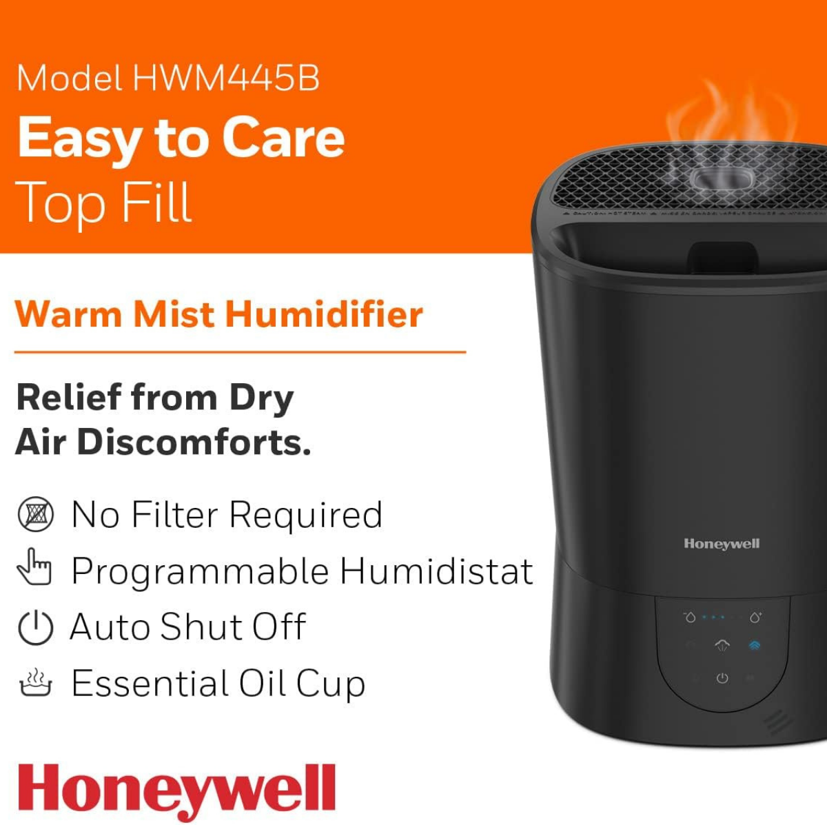 Honeywell HWM445B Easy-to-Care Filter Free Warm Mist Humidifier - Infographic 6
