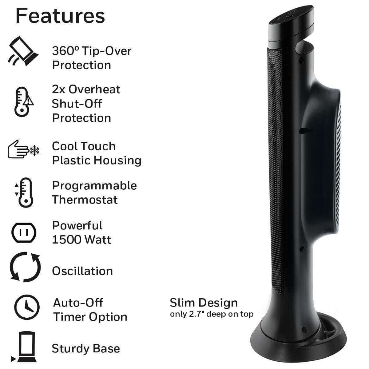 Honeywell Slim Ceramic Tower Heater - Infographic 1
