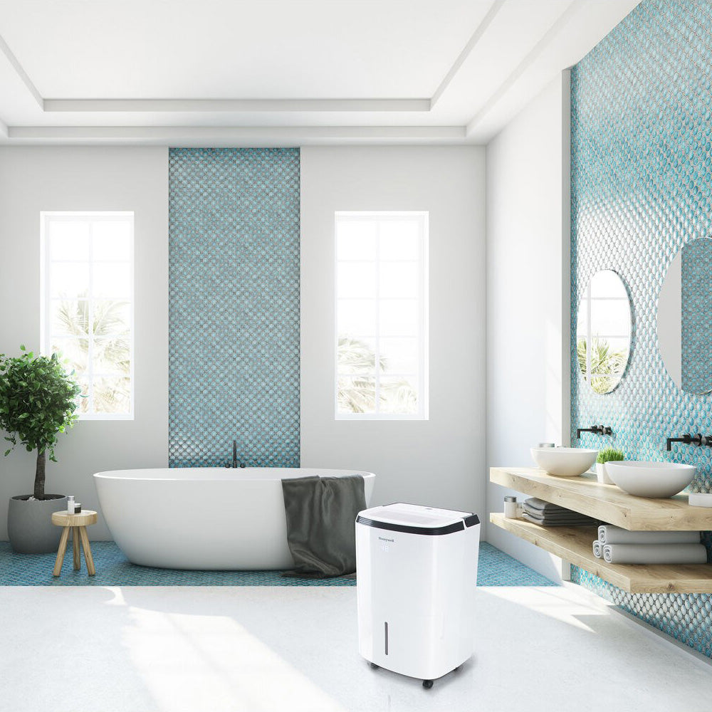 Honeywell TP50WKN 50-Pint Energy Star Dehumidifier w/ Optional Wi-Fi in Bathroom