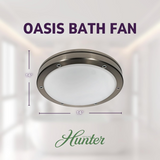 Hunter Oasis 80 CFM Bathroom Fan Brushed Nickel - Infographic 3