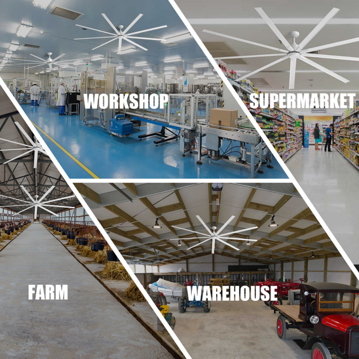 iLiving 9 Blade High Volume Low Speed HVLS BLDC Reversible Ceiling Fan - Infographic 2