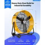 iLiving Heavy Duty High Velocity Barrel Floor Drum Fan 36-in - Infographic 1