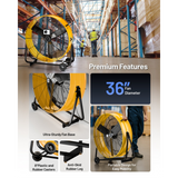 iLiving Heavy Duty High Velocity Barrel Floor Drum Fan 36-in - Infographic 7