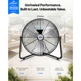 iLiving ILG8F20 20-In 3 Speed Heavy Duty Floor & Wall Mount Fan - Infographic 1