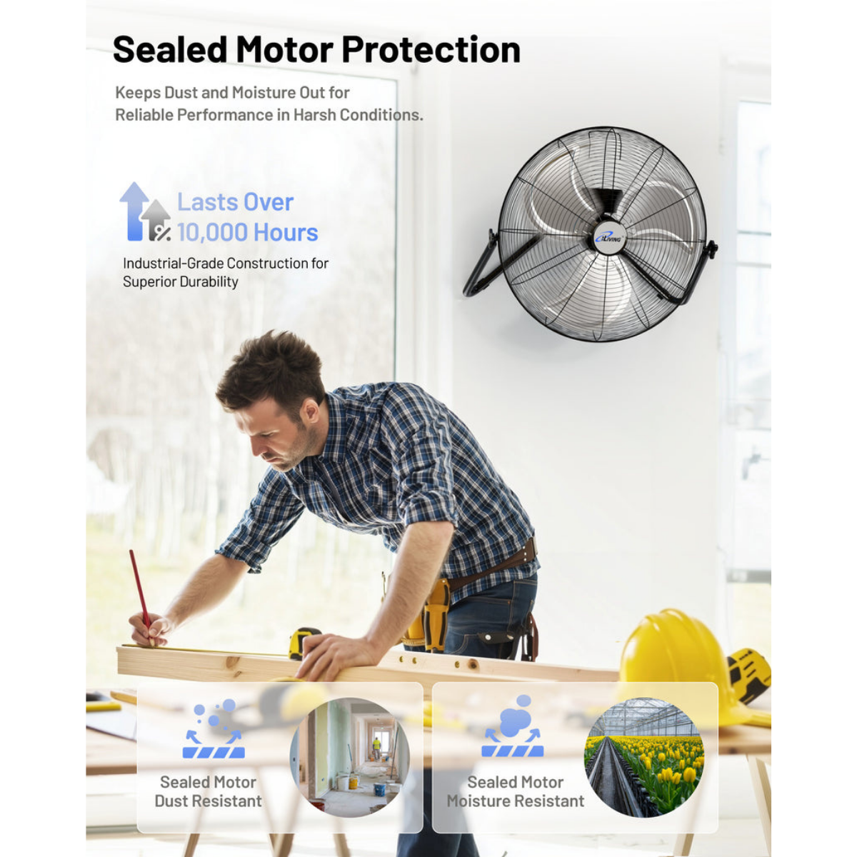 iLiving ILG8F20 20-In 3 Speed Heavy Duty Floor & Wall Mount Fan - Infographic 3
