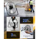 iLiving ILG8F20 20-In 3 Speed Heavy Duty Floor & Wall Mount Fan - Infographic 4