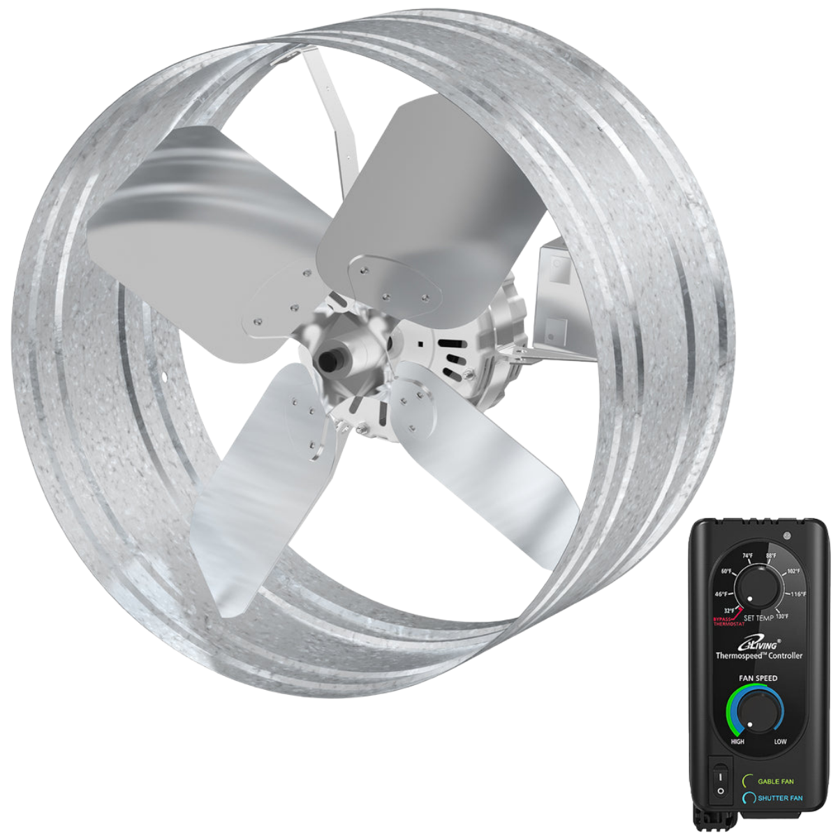 iLiving ILG8G14-22ST 14-In Variable Speed Gable Exhaust Fan - Main