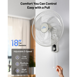 iLiving ILG8IN18X Glow 18-In 3 Speed Oscillating Wall Mount Fan - Infographic 3