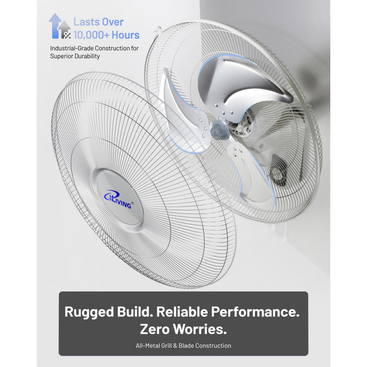 iLiving ILG8IN18X Glow 18-In 3 Speed Oscillating Wall Mount Fan - Infographic 5