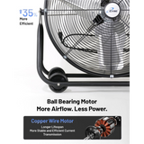 iLiving ILG8MF24-77 24-In 2 Speed 7700 CFM Portable High Velocity Industrial/Commercial Drum Fan - Infographic 5