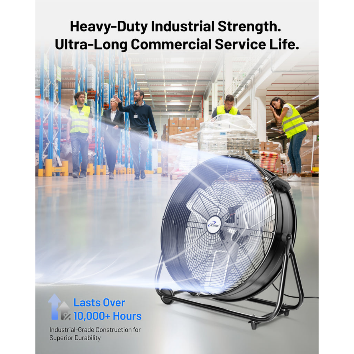 iLiving ILG8MF24-77 24-In 2 Speed 7700 CFM Portable High Velocity Industrial/Commercial Drum Fan - Infographic 7