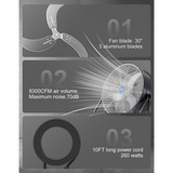iLiving ILG8MF30-83 30-In 3 Speed 8300 CFM Portable High Velocity Industrial/Commercial Drum Fan - Infographic 2