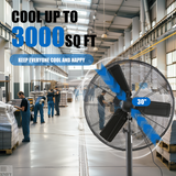 iLiving ILG8P30-72 30-In 3 Speed 7261 CFM Adjustable Height Industrial Pedestal Fan - Infographic 2