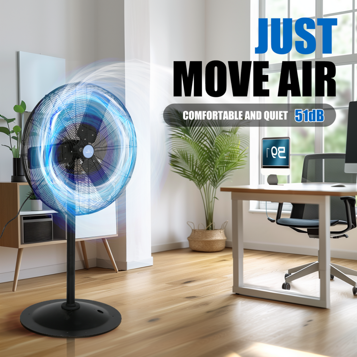 iLiving ILG8P30-72 30-In 3 Speed 7261 CFM Adjustable Height Industrial Pedestal Fan - Infographic 3
