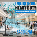 iLiving ILG8P30M 30-In 2 Speed 8400 CFM Adjustable Height Pedestal Outdoor Oscillating Fan with Misting Kit - Infographic 1