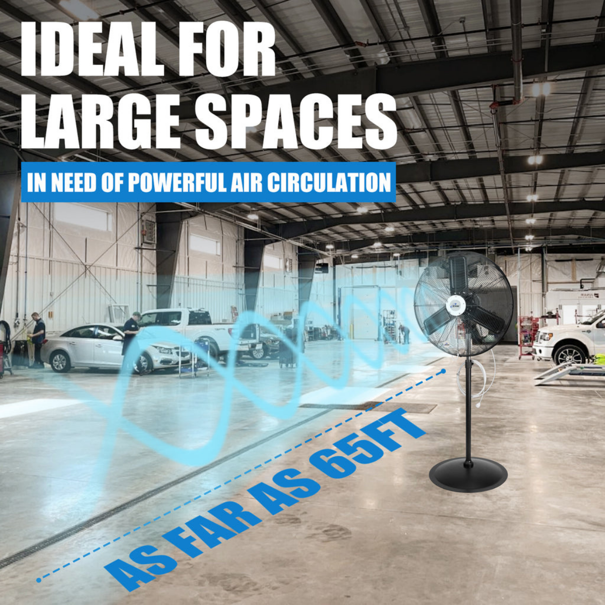 iLiving ILG8P30M 30-In 2 Speed 8400 CFM Adjustable Height Pedestal Outdoor Oscillating Fan with Misting Kit - Infographic 3