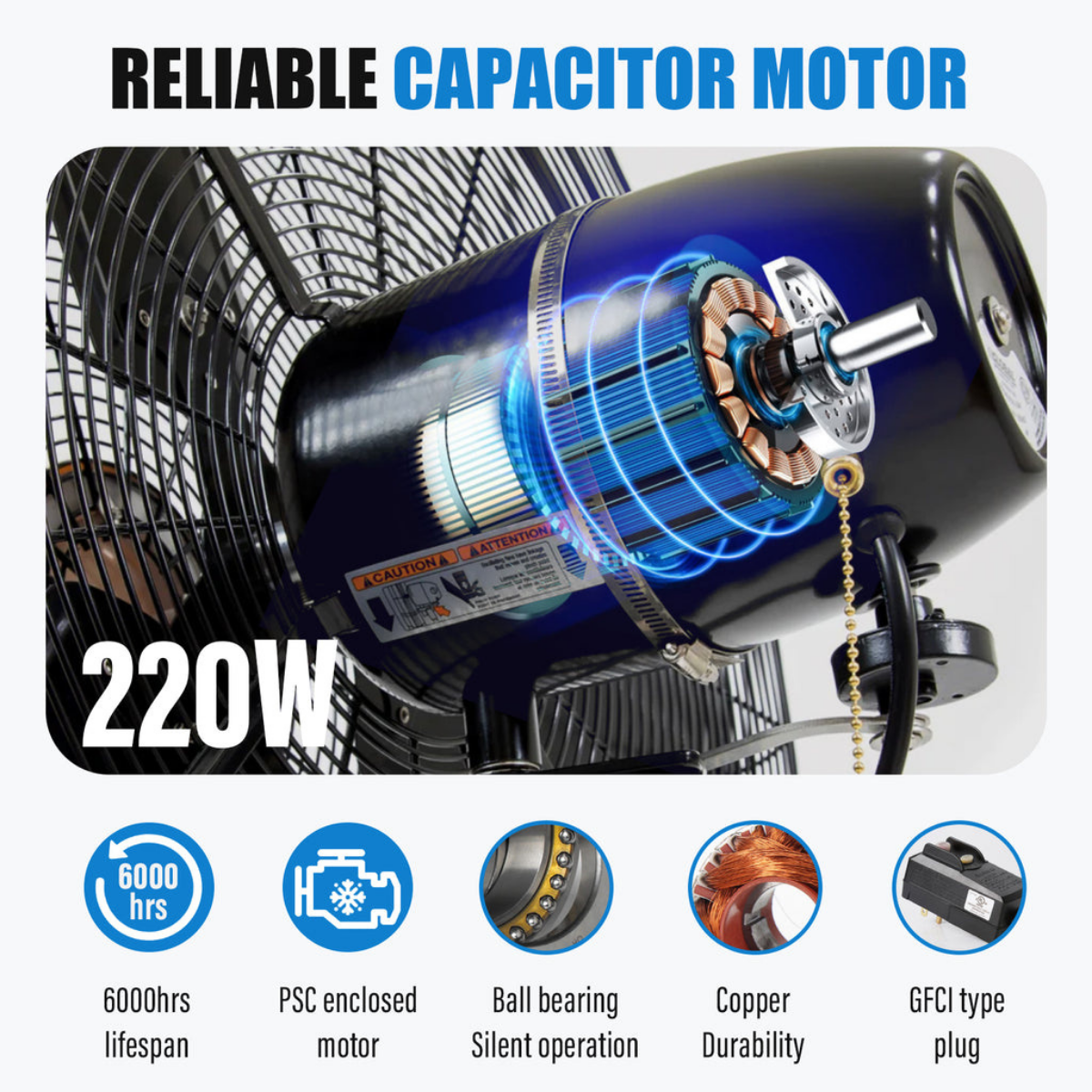 iLiving ILG8P30M 30-In 2 Speed 8400 CFM Adjustable Height Pedestal Outdoor Oscillating Fan with Misting Kit - Infographic 6