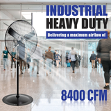 iLiving ILG8P31-93 30-In 3 Speed 8400 CFM Adjustable Height Commercial Oscillating Pedestal Fan - Infographic 1