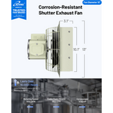 iLiving ILG8SFS-CR Corrosion Resistant Single Speed Shutter Exhaust Fan 10-in - Dimensions