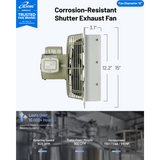 iLiving ILG8SFS-CR Corrosion Resistant Single Speed Shutter Exhaust Fan 12-in - Dimensions