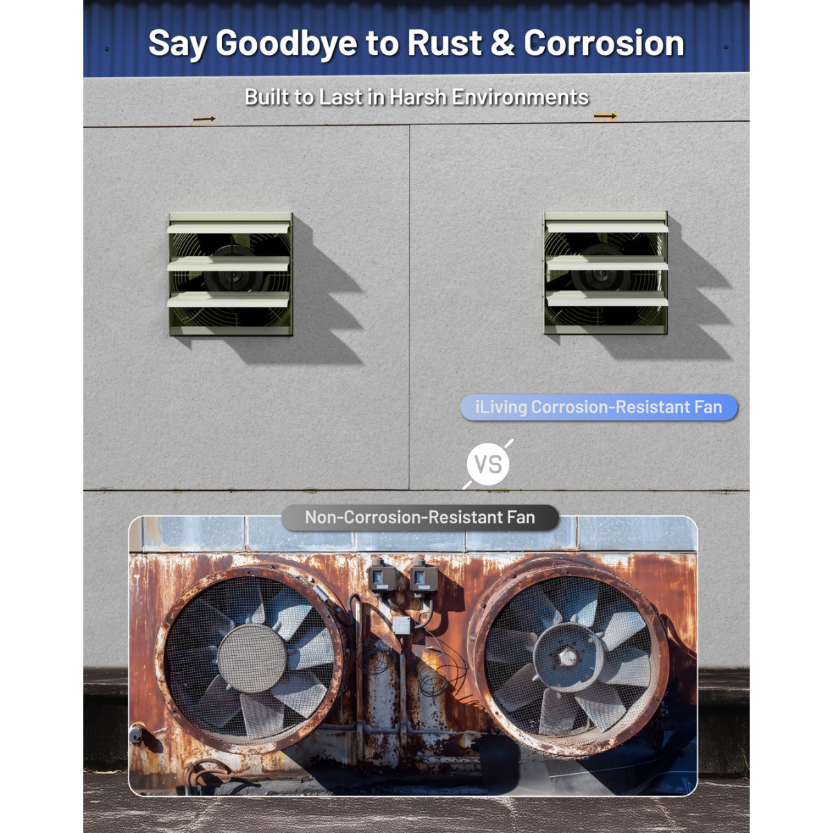 iLiving ILG8SFS-CR Corrosion Resistant Single Speed Shutter Exhaust Fan - Infographic 1