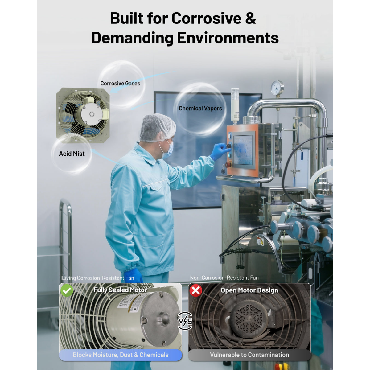 iLiving ILG8SFS-CR Corrosion Resistant Single Speed Shutter Exhaust Fan - Infographic 2