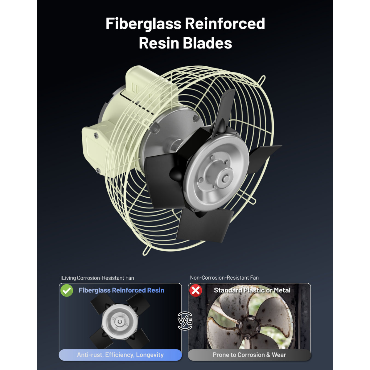 iLiving ILG8SFS-CR Corrosion Resistant Single Speed Shutter Exhaust Fan - Infographic 5