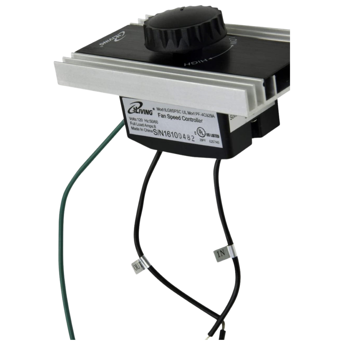 iLiving ILG8SFSC 120V 8A Solid State Variable Adjustable Precision Fan Speed Controller - Angle 2