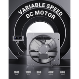 iLiving ILG8SFV-DC Variable Speed Shutter Exhaust Fan 12-in - Dimensions