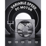 iLiving ILG8SFV-DC Variable Speed Shutter Exhaust Fan 14-in - Dimensions