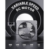 iLiving ILG8SFV-DC Variable Speed Shutter Exhaust Fan 16-in - Dimensions