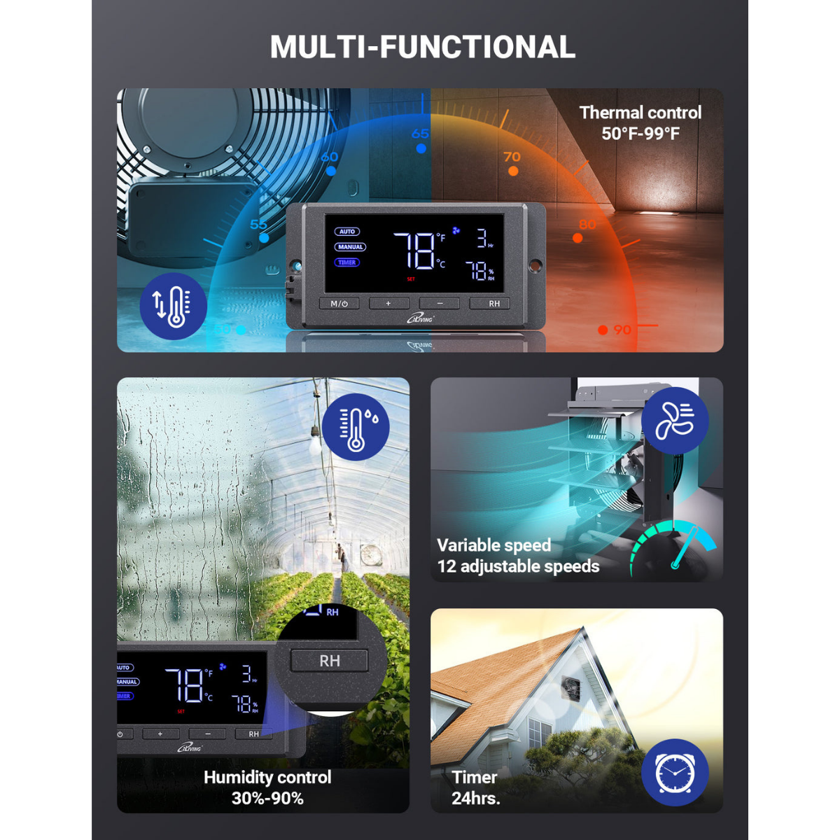 iLiving ILG8SFV-DC Variable Speed Shutter Exhaust Fan - Infographic 1