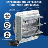 iLiving ILG8SFV-ST Shutter Exhaust Fan 10-in - Dimensions