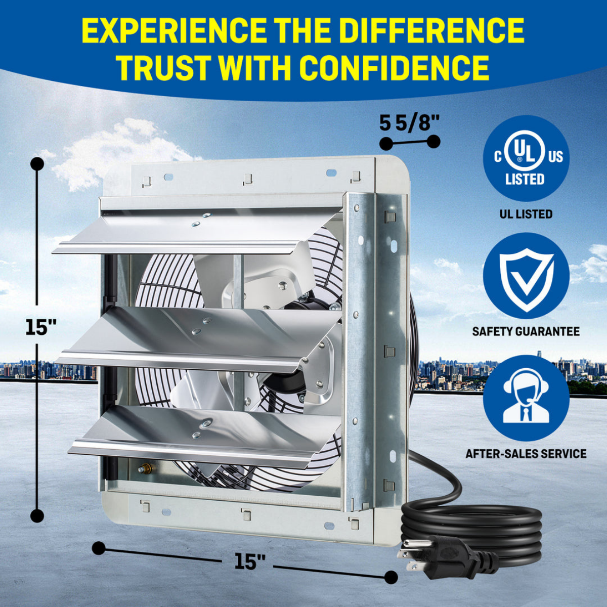 iLiving ILG8SFV-ST Shutter Exhaust Fan 12-in - Dimensions