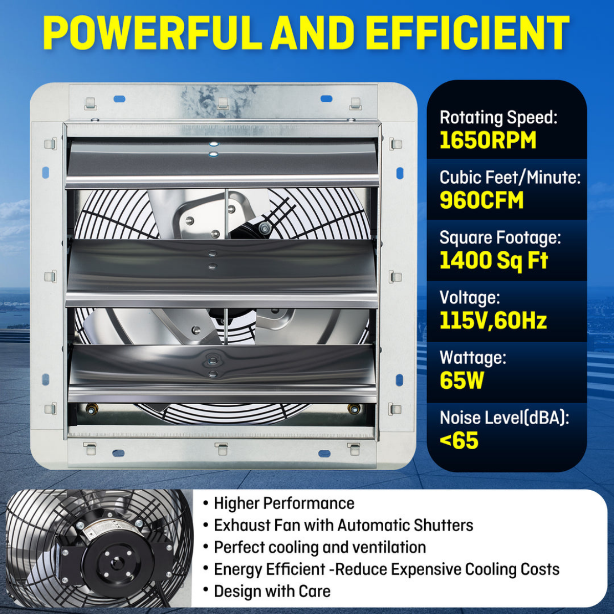 iLiving ILG8SFV-ST Shutter Exhaust Fan 12-in - Infographic