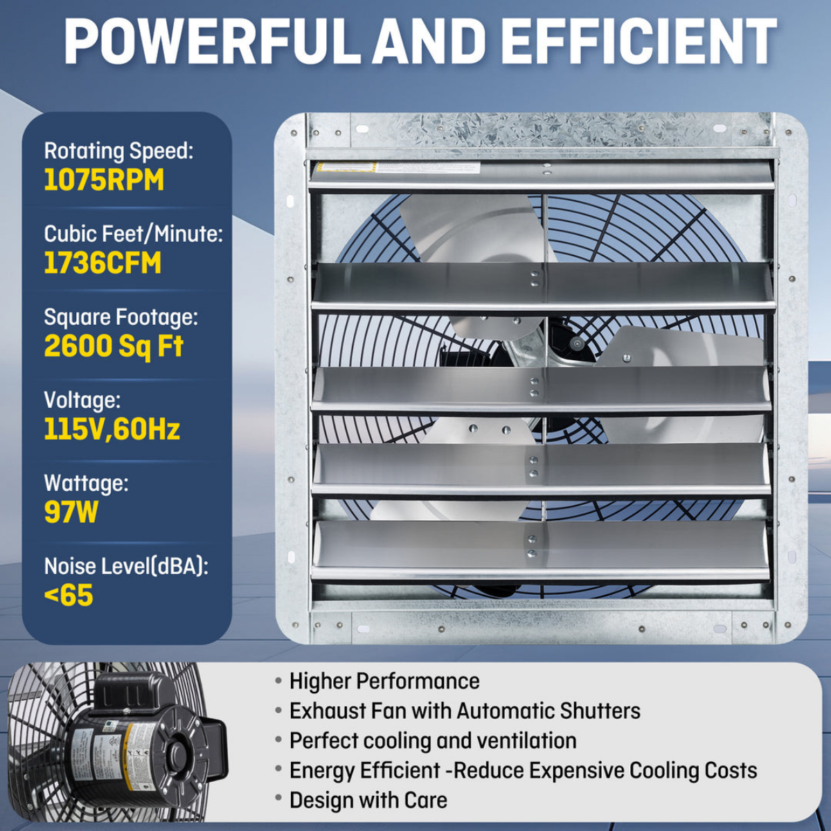 iLiving ILG8SFV-ST Shutter Exhaust Fan 18-in - Infographic